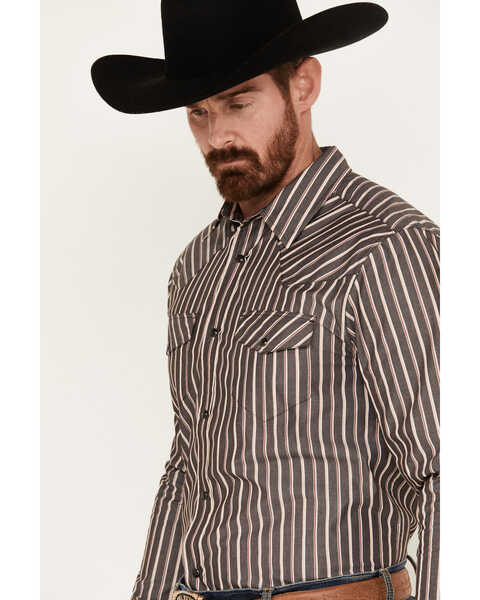 Image #2 - Gibson Trading Co. Men's Salute Striped Long Sleeve Snap Western Shirt, Coffee, hi-res
