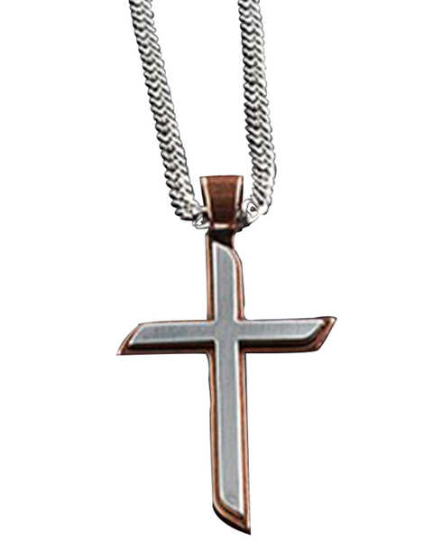 Twister Men's Two Tone Cross Necklace , Silver, hi-res