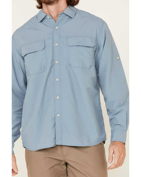 North River Men's Utility Outdoor Long Sleeve Button Down Western Shirt , Blue, hi-res