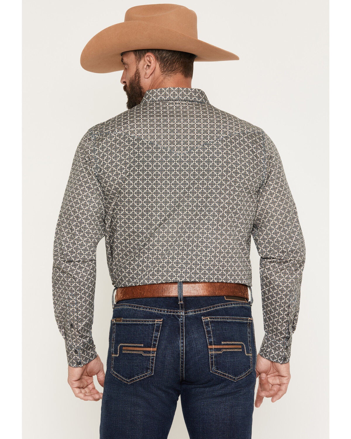 Image #4 - Gibson Trading Co Men's YeeHaw Medallion Print Long Sleeve Snap Western Shirt, Blue, hi-res