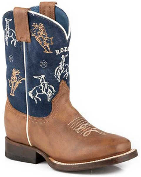 Roper Little Boys' Roughstock Western Boots - Square Toe, Tan, hi-res