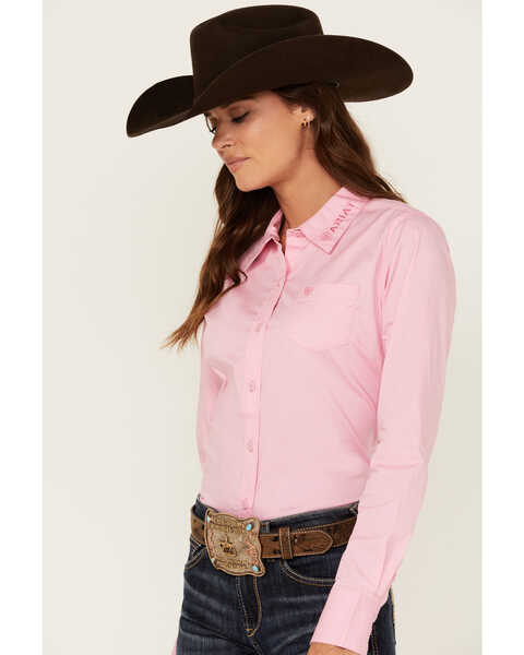 Image #2 - Ariat Women's R.E.A.L Team Kirby Long Sleeve Button-Down Stretch Western Shirt , Pink, hi-res