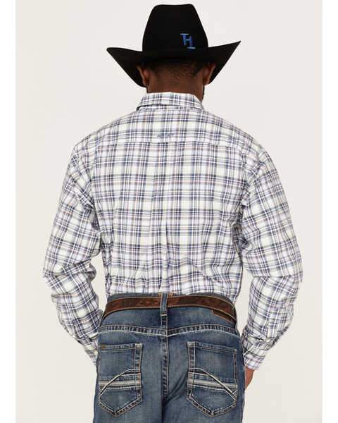 Image #4 - Ariat Men's Brady Plaid Long Sleeve Button Down Western Shirt , White, hi-res