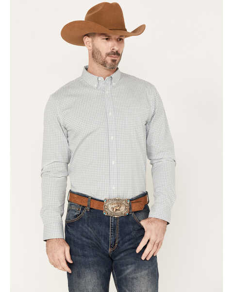 Cody James Men's Hoof Plaid Print Long Sleeve Button-Down Western Shirt, Sage, hi-res