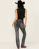 Image #1 - Grace In LA Women's Medium Wash Camo Fleur De Lis Embroidered Mid Rise Bootcut Stretch Denim Jeans, Medium Wash, hi-res