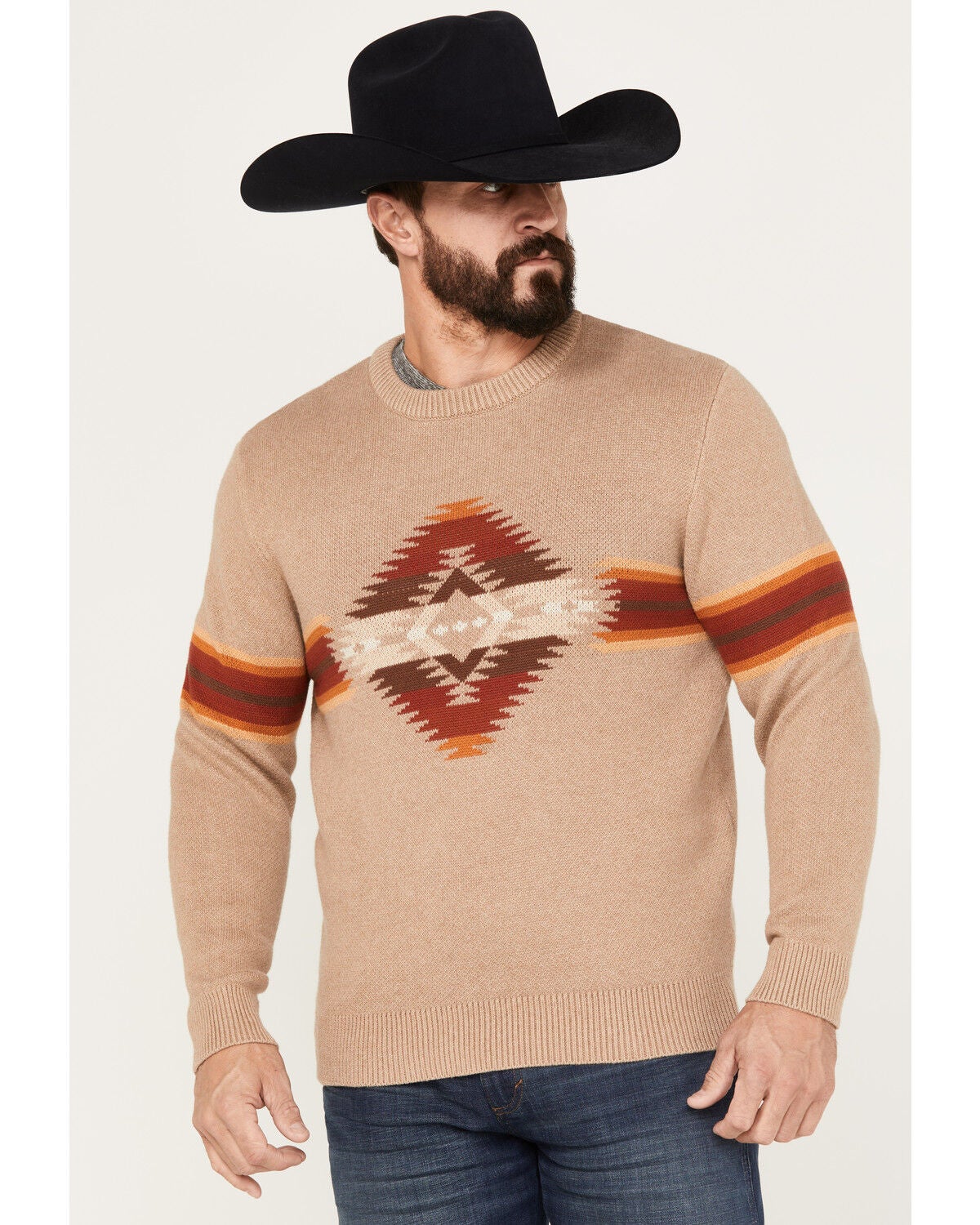 Pendleton Men's Mission Trailers Sweater, Tan, hi-res