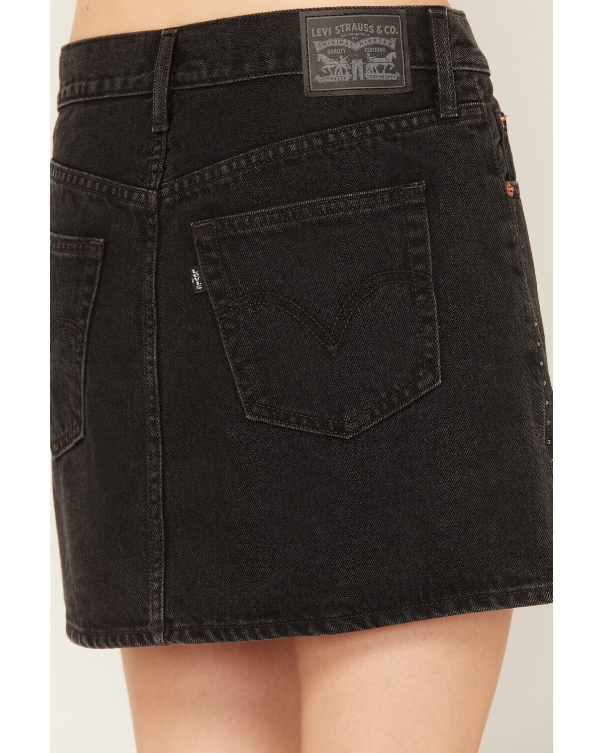 Image #4 - Levi's Women's Studded Denim Mini Skirt, Black, hi-res