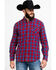 Image #1 - Levi's Men's Red Mondy Plaid Long Sleeve Western Flannel Shirt, Red, hi-res