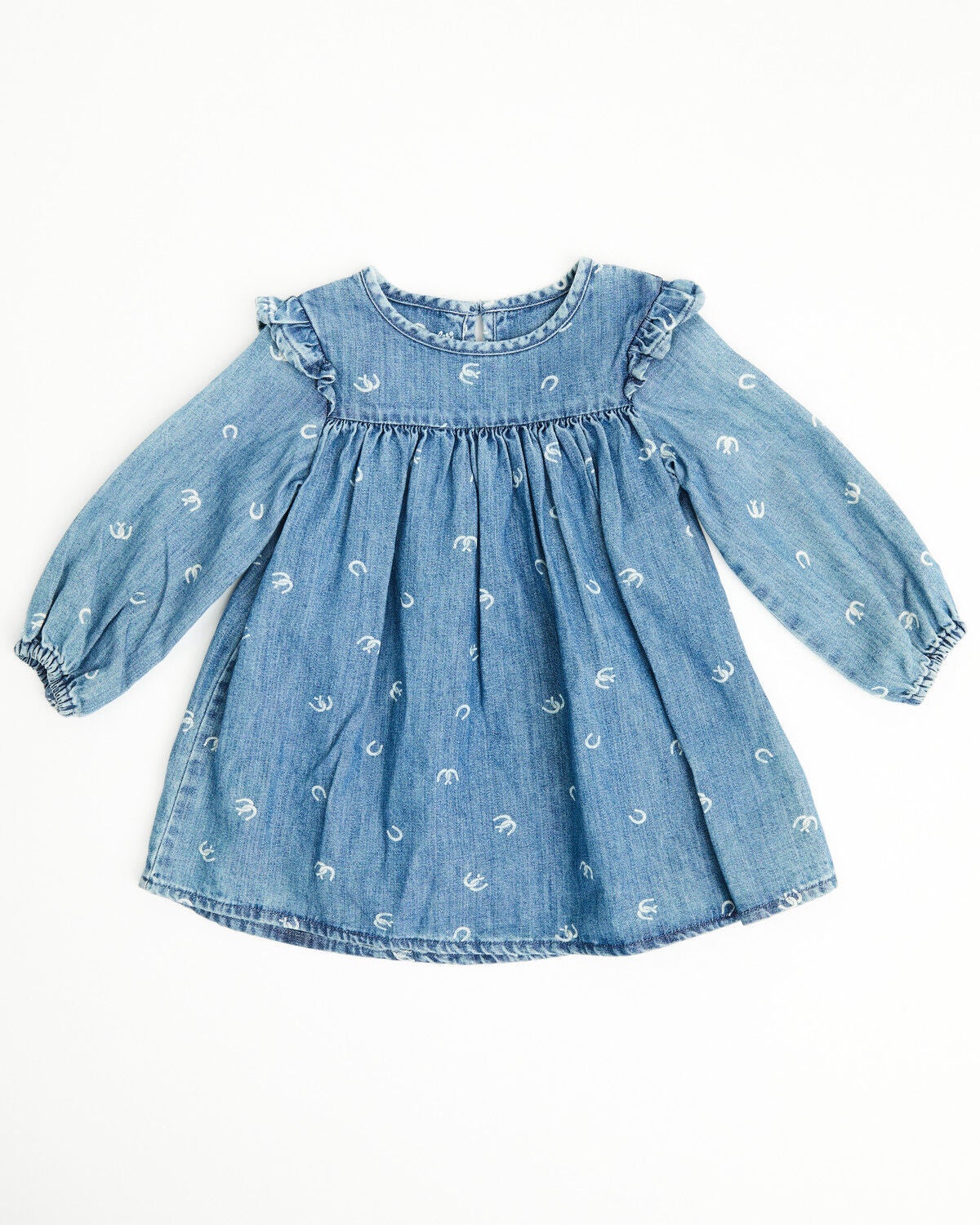 Image #1 - Wrangler Toddler Girls' Horseshoe Print Denim Dress Set - 2 Piece, Blue, hi-res