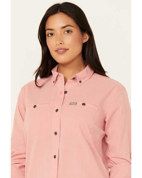 Image #2 - Ariat Women's Rebar Made Tough Long Sleeve Button-Down Work Shirt , Dark Pink, hi-res