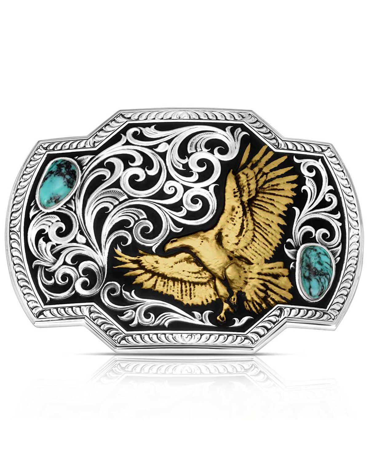Image #1 - Montana Silversmiths Two-Toned Eagle Belt Buckle, Silver, hi-res