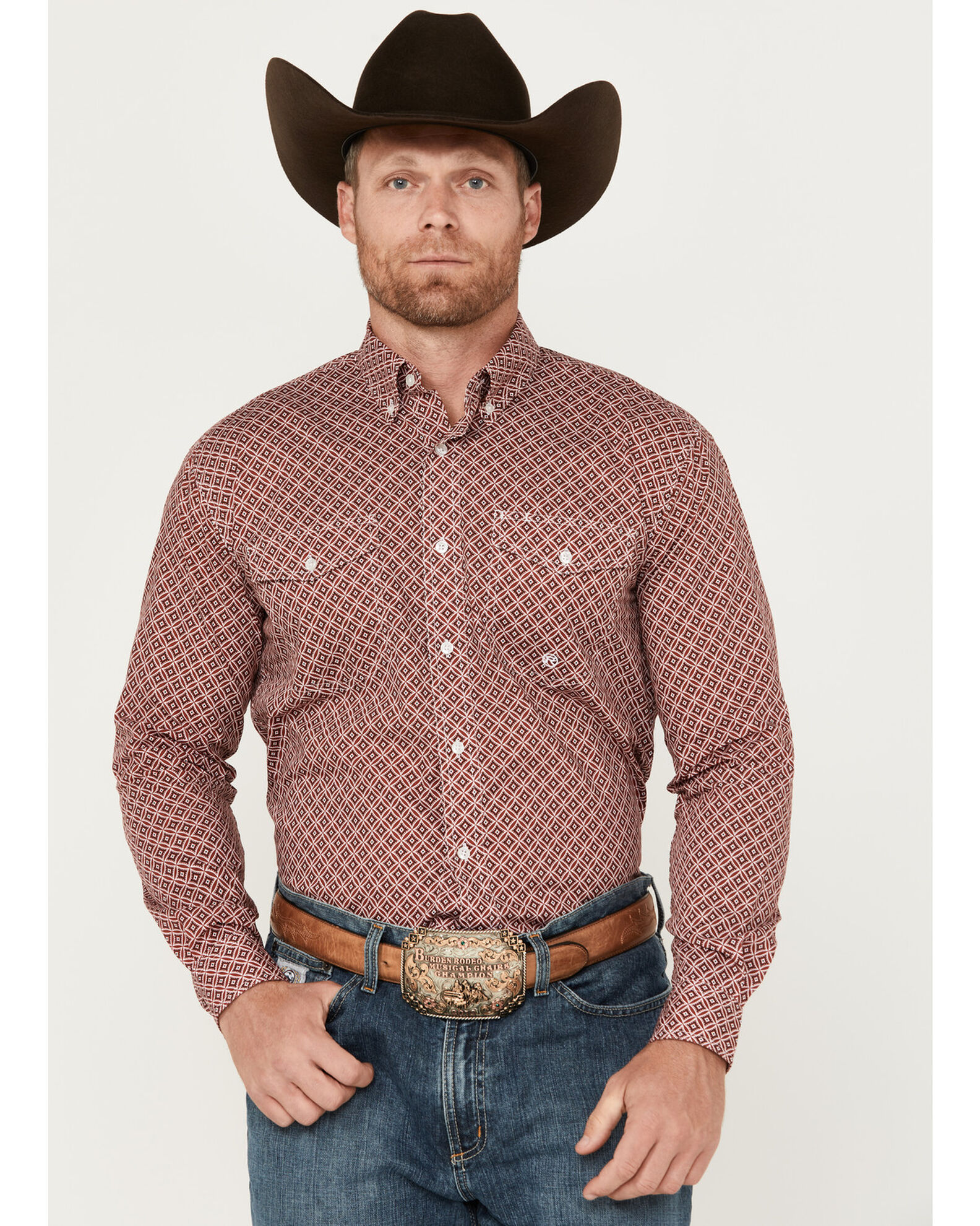 Mens burgundy western shirt cheap