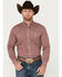 Image #1 - Roper Men's Geo Print Long Sleeve Button-Down Western Shirt, Burgundy, hi-res