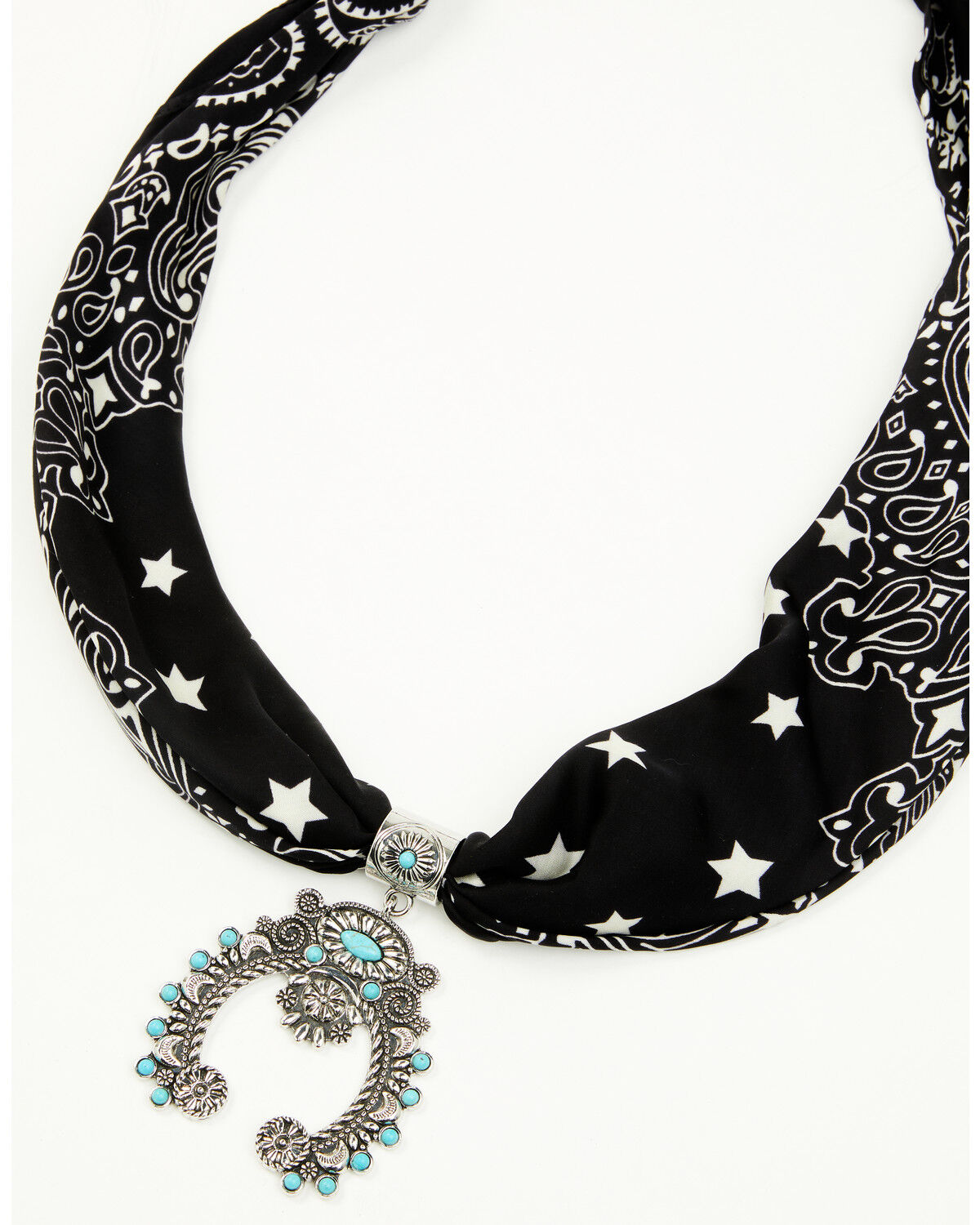 Image #2 - Idyllwind Women's Laurinda Squash Blossom Bandana Necklace, Black, hi-res