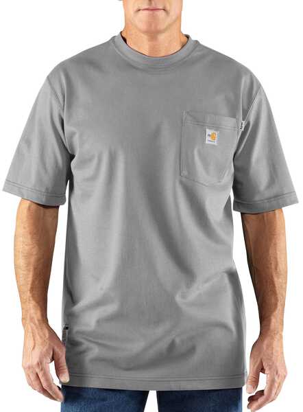 Carhartt Men's FR Force Short Sleeve Work Shirt - Big & Tall, Grey, hi-res