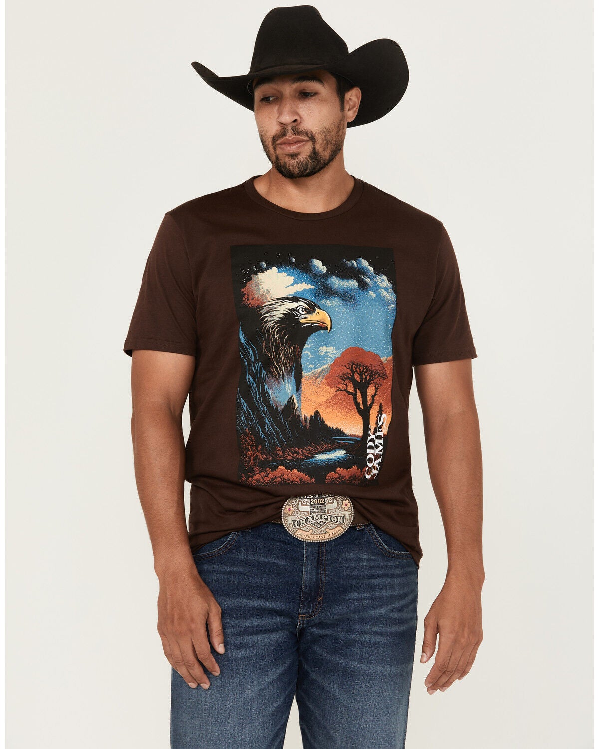 Cody James Men's Lookout Eagle Short Sleeve Graphic T-Shirt, Dark Brown, hi-res