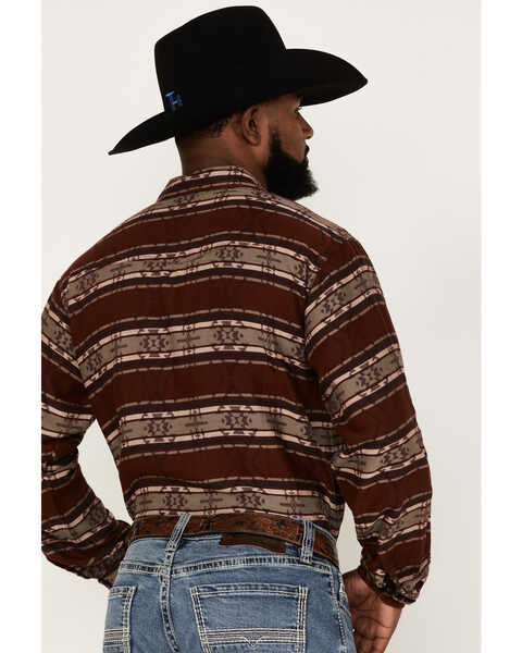Ariat Men's Hendrie Retro Southwestern Stripe Snap Western Flannel Shirt , Wine, hi-res
