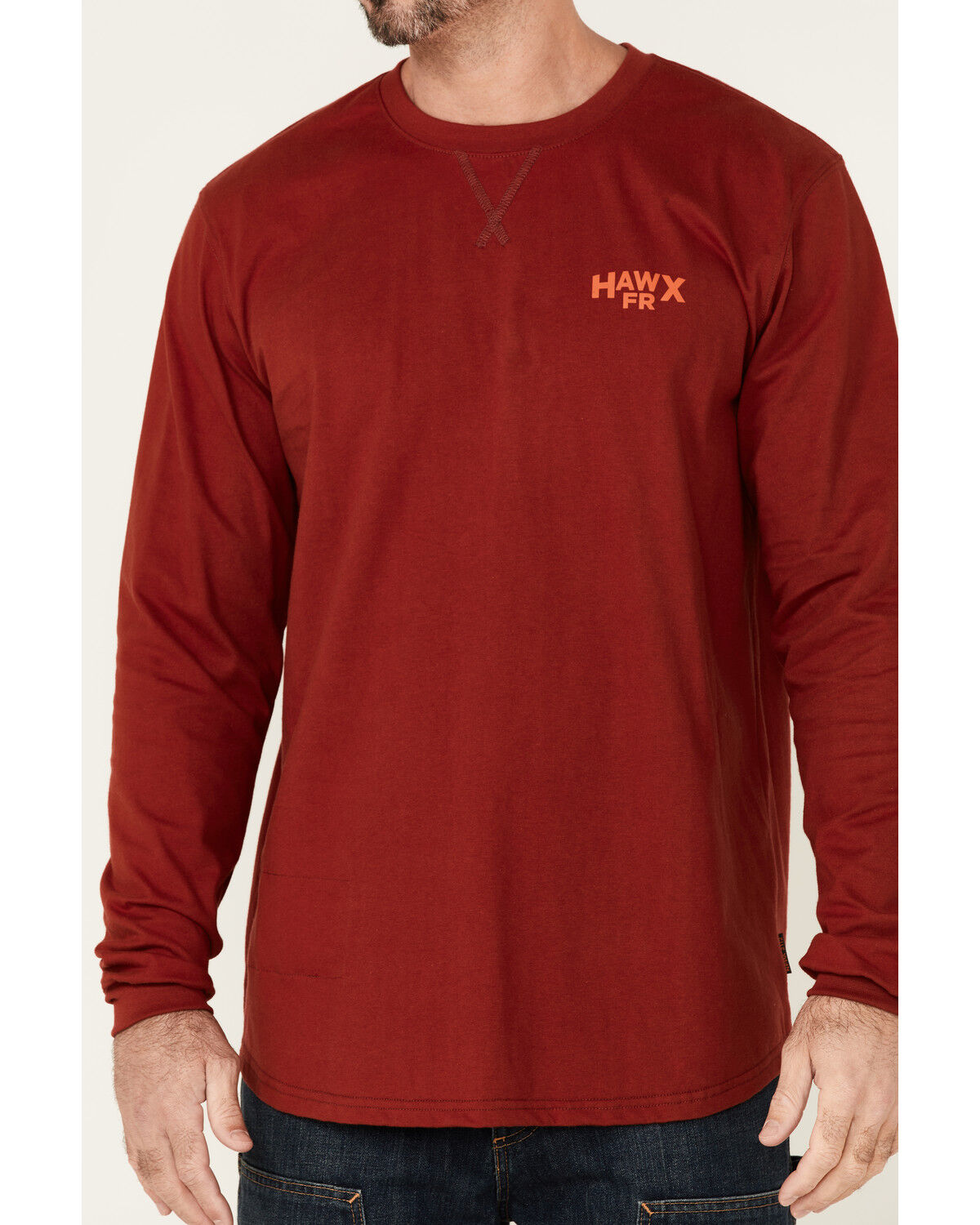 Image #3 - Hawx Men's FR Logo Graphic Long Sleeve Work T-Shirt, Red, hi-res
