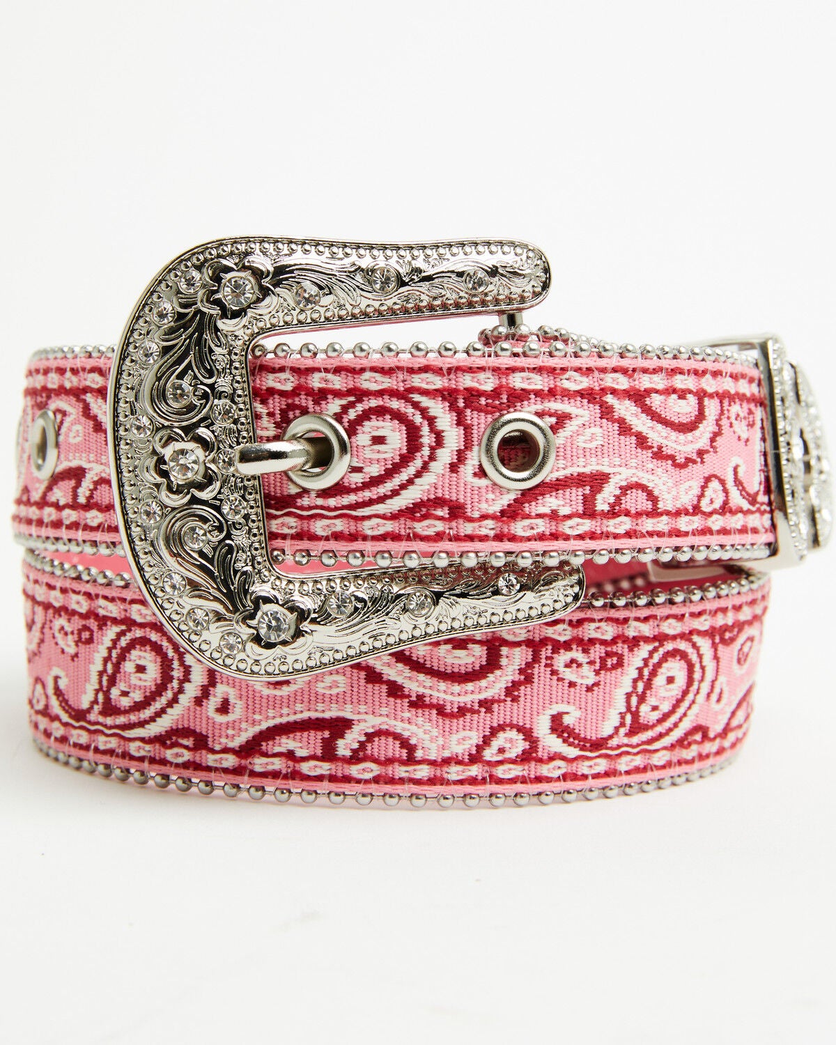 Image #1 - Shyanne Girls' Mckenna Paisley Tapestry Embellished Belt, Pink, hi-res