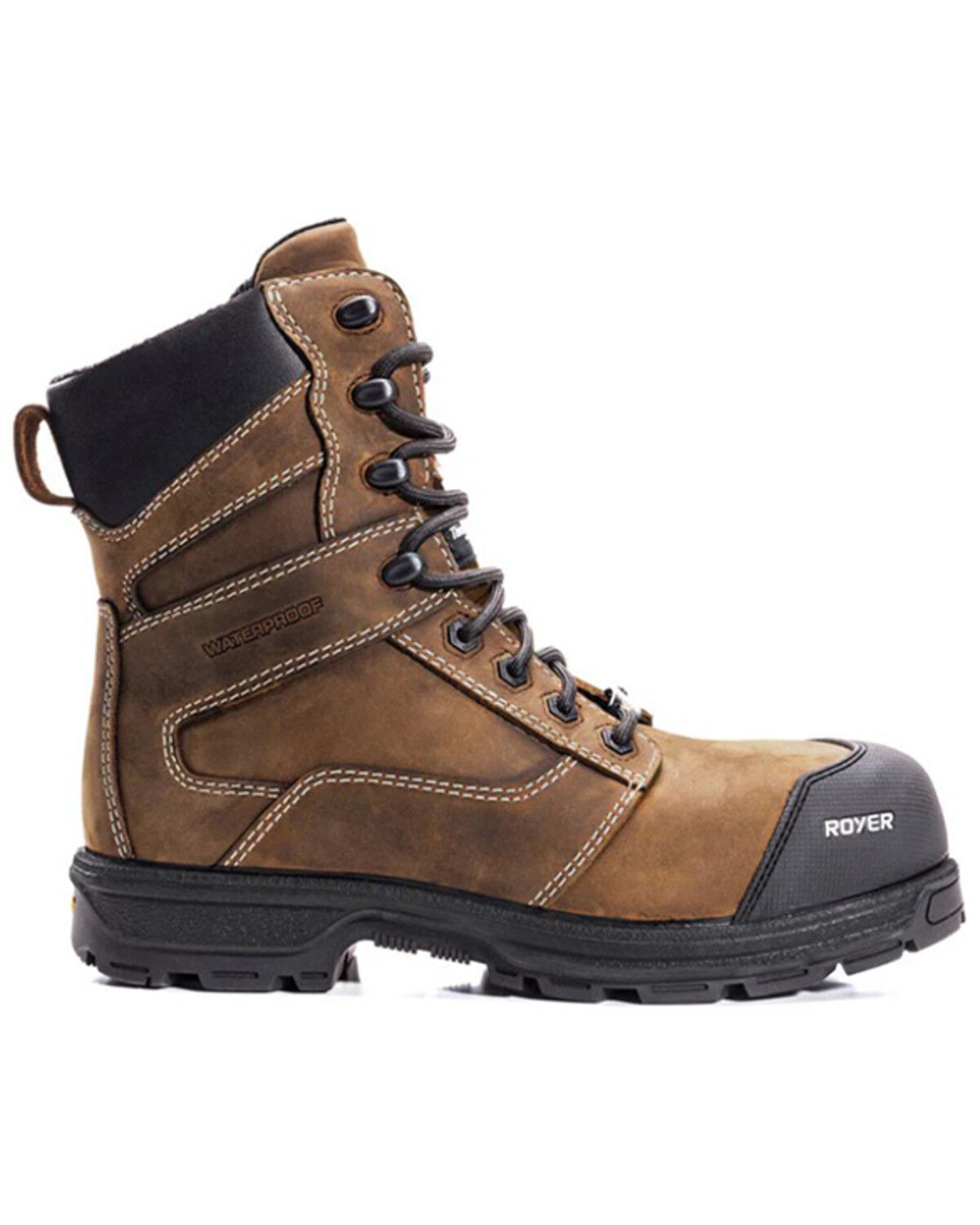 Image #2 - ROYER Men's 8" Agility Artic Grip Waterproof Work Boots - Composite Toe, Brown, hi-res
