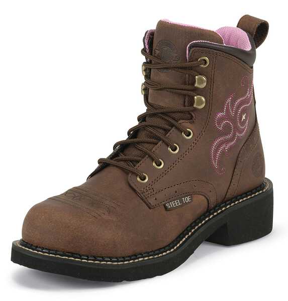 Justin Gypsy Women's 6" Katerina Aged Bark Lace-Up EH Work Boots - Steel Toe, , hi-res
