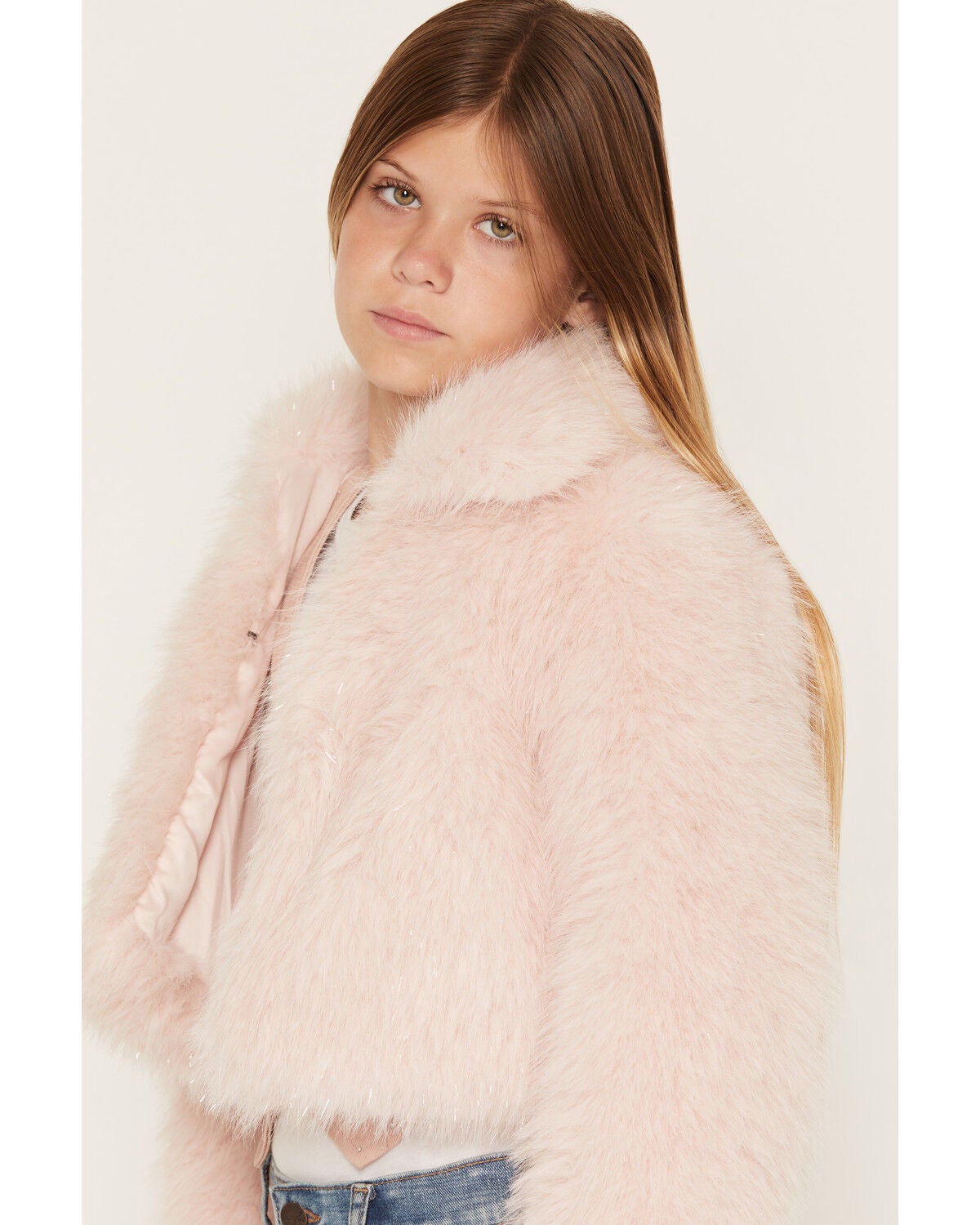 Image #2 - Shyanne Girls' Polar Bluff Faux Fur Sparkle Jacket, Blush, hi-res