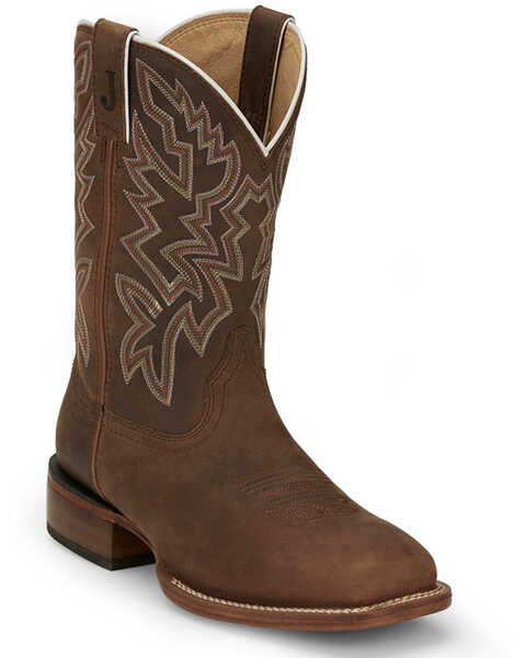 Image #1 - Justin Men's Frontier Western Boots - Broad Square Toe, Brown, hi-res