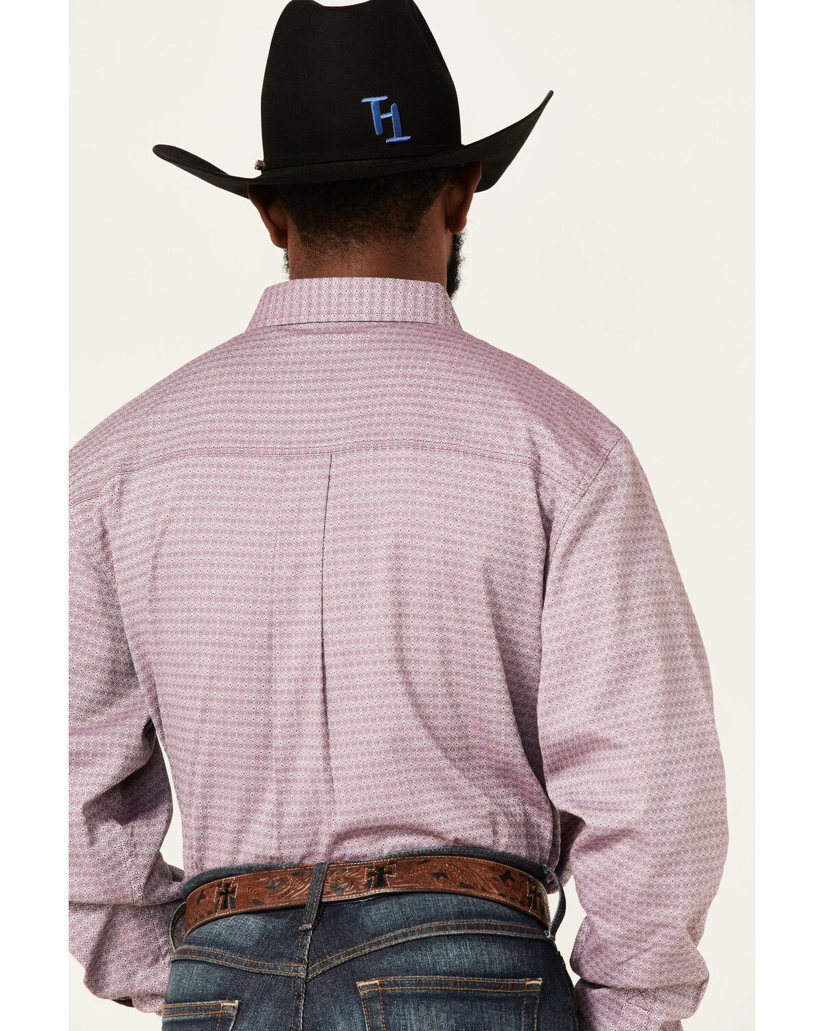 Image #4 - RANK 45® Men's Producer Jacquard Print Long Sleeve Button-Down Western Shirt, Purple, hi-res