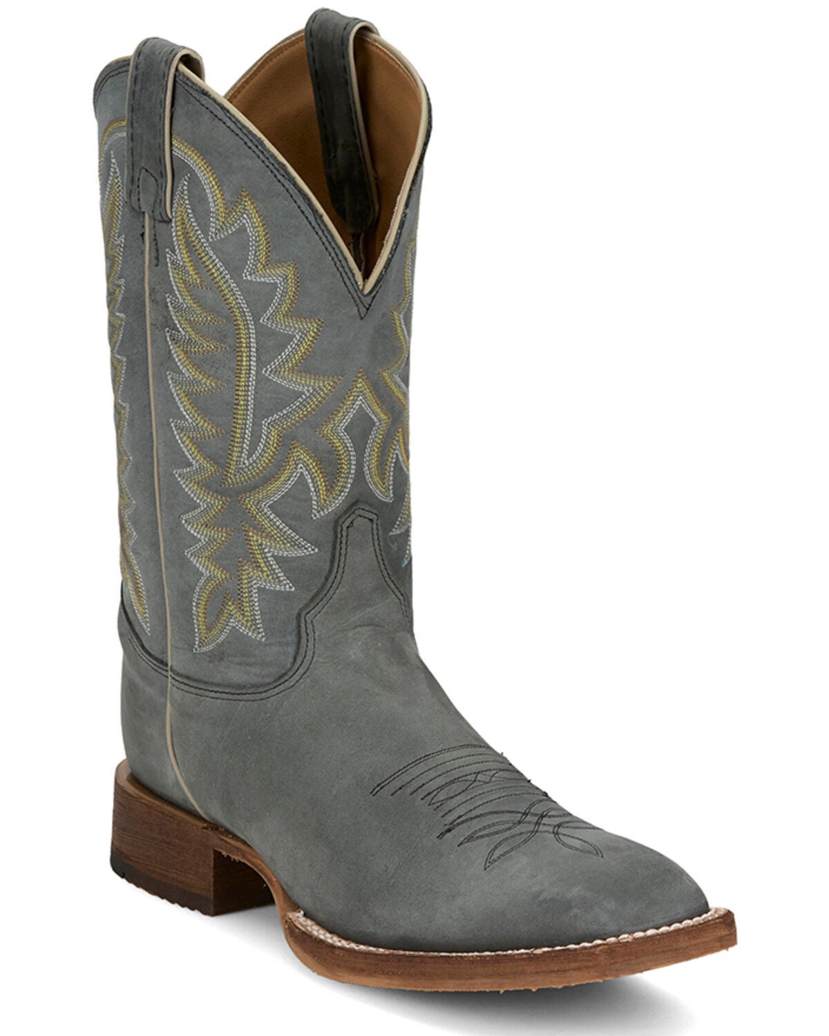 Justin Men's Rancho Western Boots - Broad Square Toe, Grey, hi-res