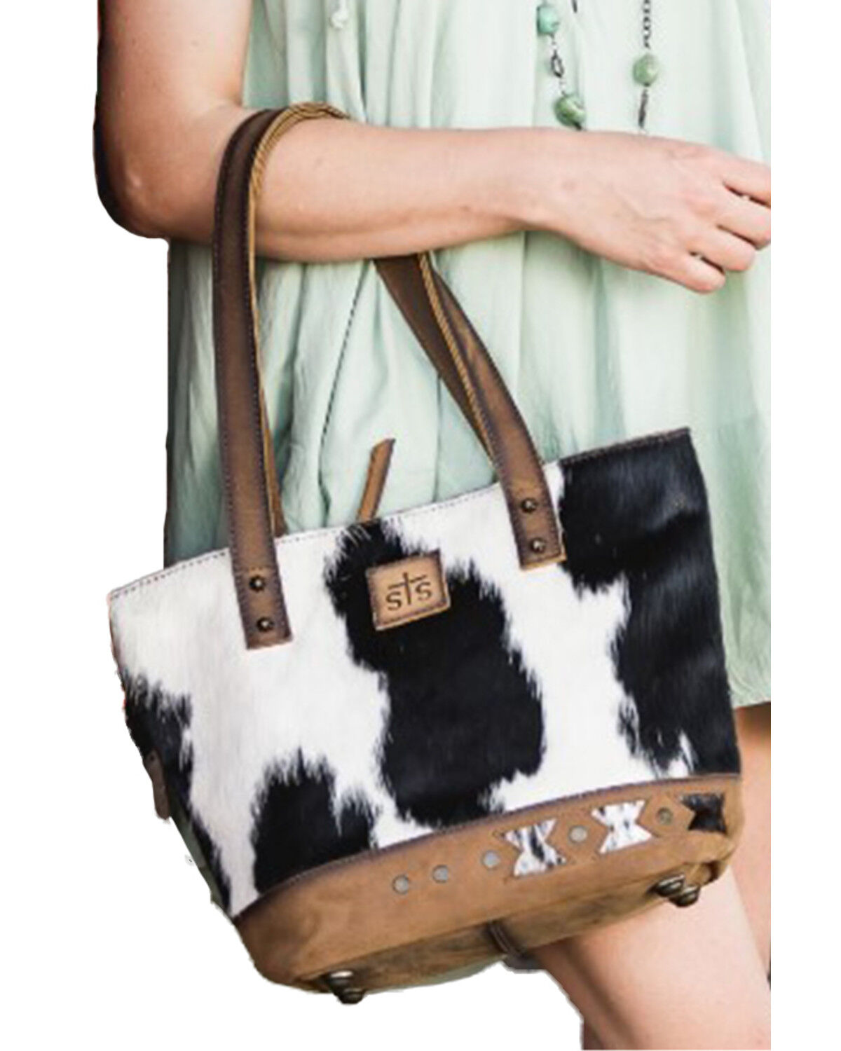 Image #1 - STS Ranchwear by Carroll Women's Cowhide Small Tote, Tan, hi-res