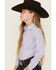 Image #2 - Ariat Girls' Striped Print Long Sleeve Button-Down Stretch Western Shirt, Lavender, hi-res