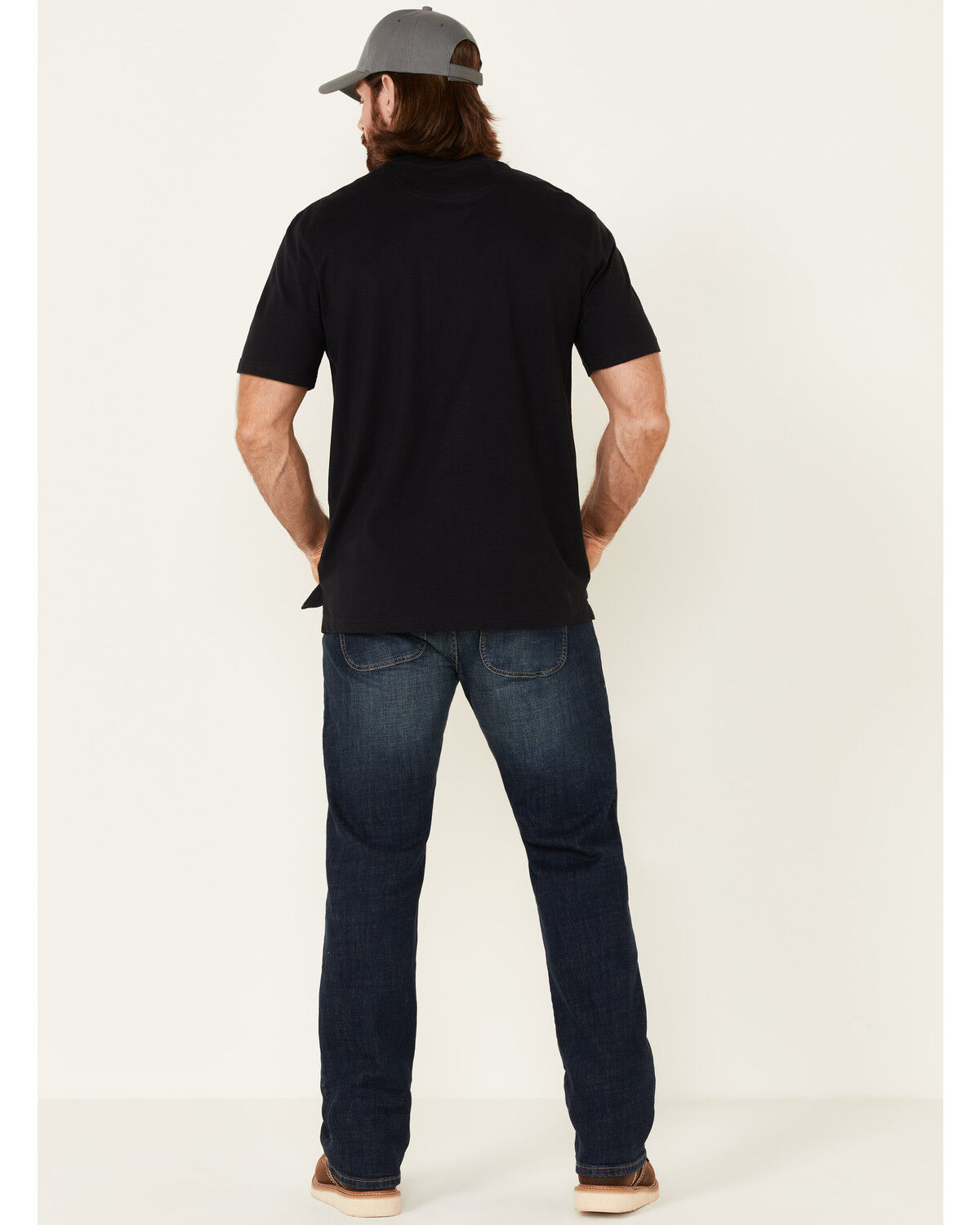 Image #2 - Hawx Men's Dark Wash Straight Stretch Denim Work Jeans, Indigo, hi-res
