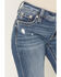 Image #4 - Miss Me Women's Medium Wash Mid Rise Americana Blowout Bootcut Stretch Denim Jeans, Medium Wash, hi-res
