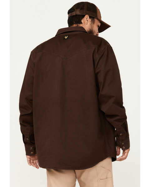 Image #4 - Hawx Men's Twill Long Sleeve Snap Work Shirt, Brown, hi-res
