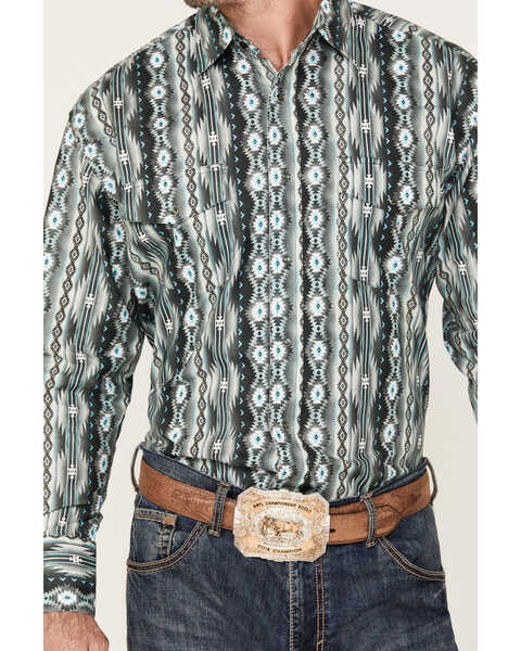 Image #3 - Wrangler Men's Checotah Long Sleeve Snap Western Shirt, Grey, hi-res