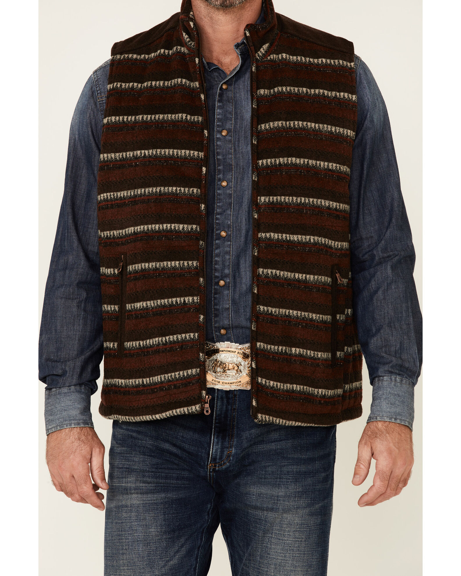 Cripple Creek Men s Navajo Print Zip Front Blanket Vest