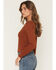 Image #2 - Wild Moss Women's Lace Long Sleeve Top, Brown, hi-res