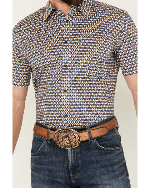 Image #3 - Cody James Men's Everett Geo Print Short Sleeve Button-Down Stretch Western Shirt - Tall , White, hi-res