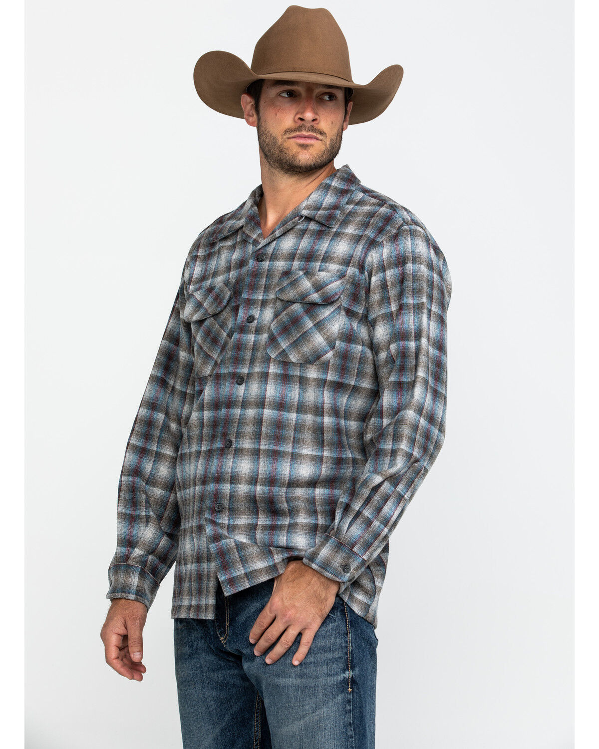 Image #3 - Pendleton Men's Gray Board Oxford Plaid Long Sleeve Western Shirt, Grey, hi-res