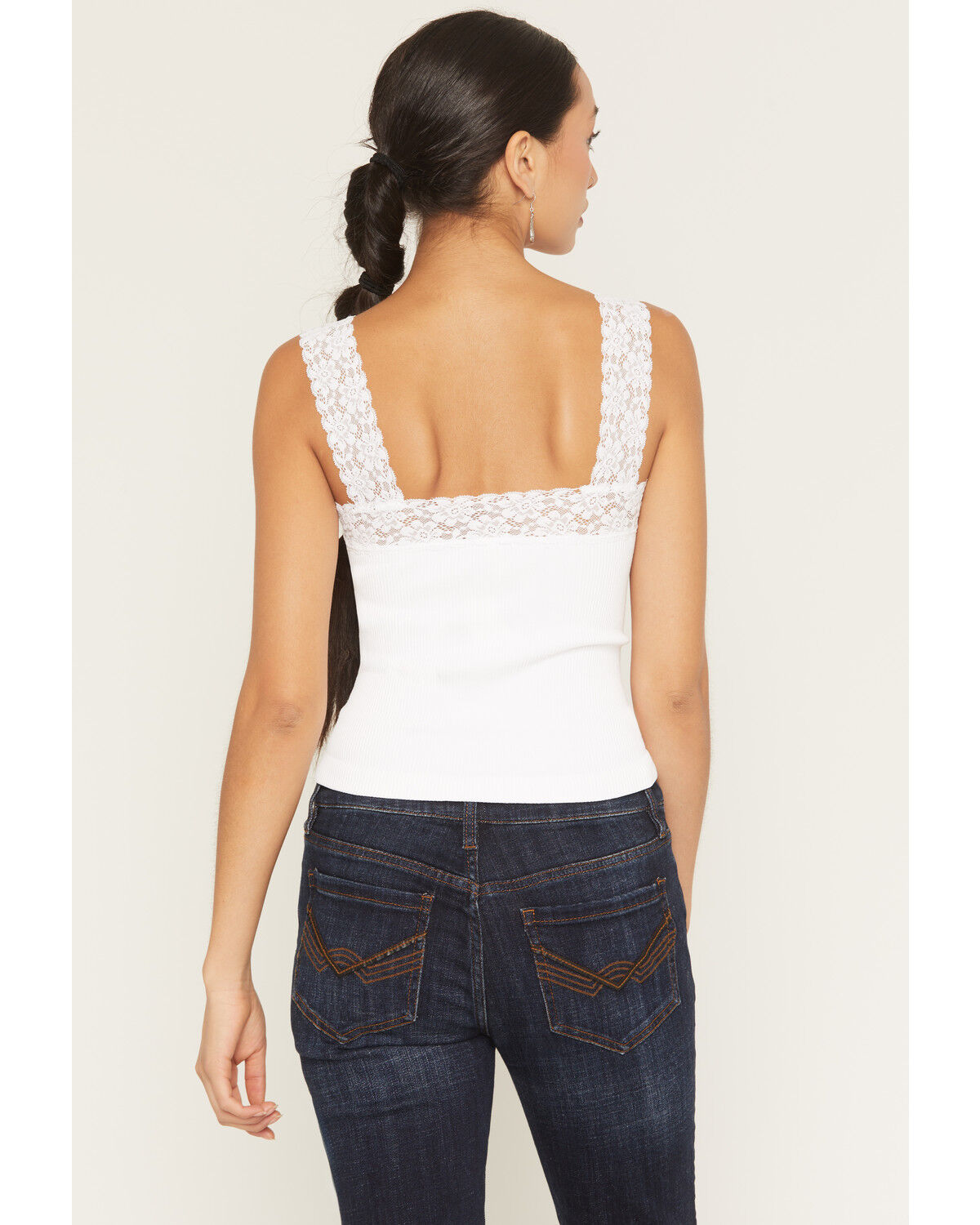 Image #4 - By Together Women's Seamless Lace Ribbed Tank, White, hi-res