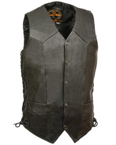 Image #1 - Milwaukee Leather Men's Classic Side Lace Biker Vest - Double X Tall , Black, hi-res