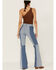 Image #4 - Shyanne Women's Mid Rise Color Blocked Flare Jeans, Light Wash, hi-res