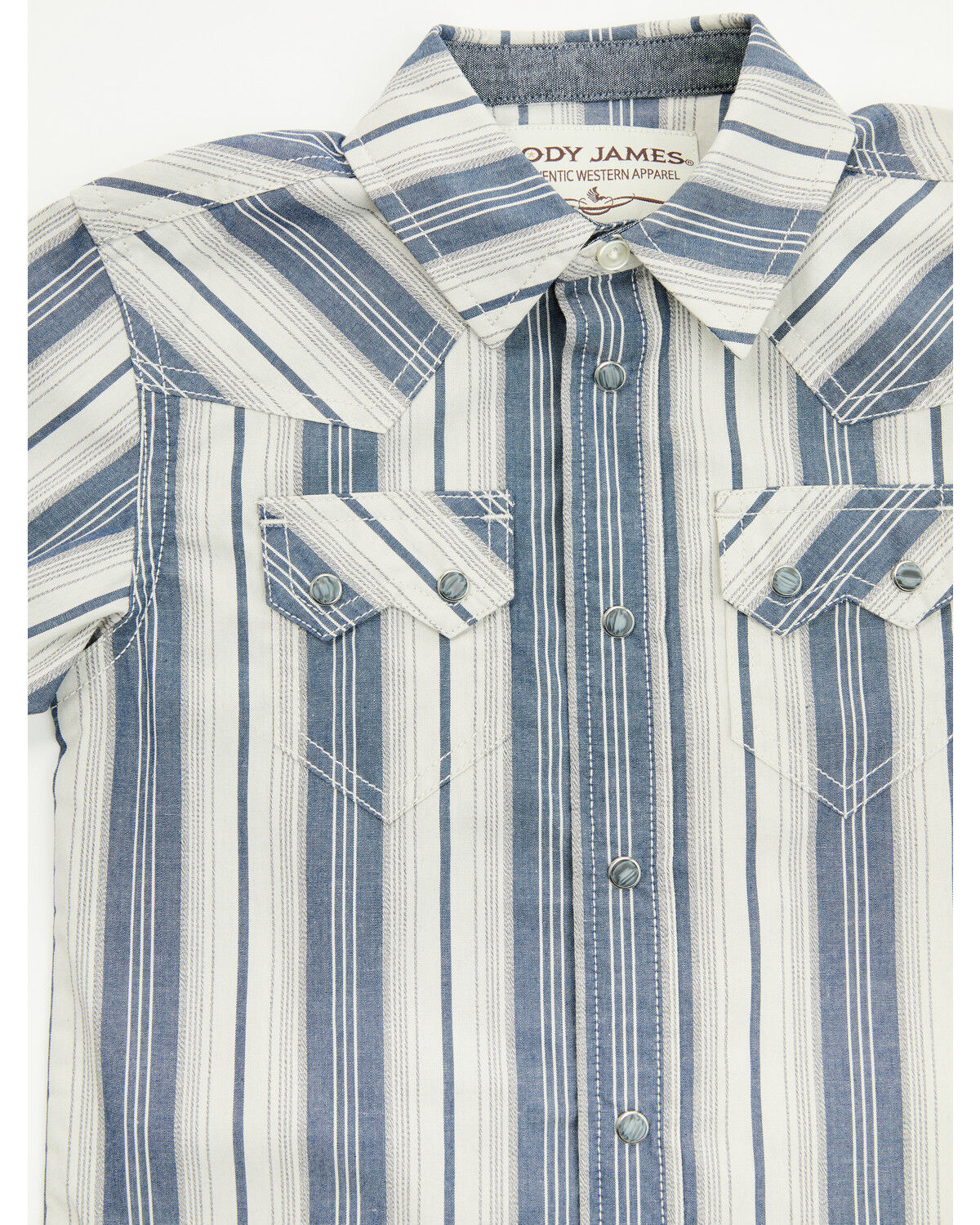 Image #2 - Cody James Toddler Boys' Roman Striped Short Sleeve Snap Western Shirt, Blue, hi-res