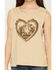 Image #3 - Buttercup Girls' Horse Lace-Up Tank, Brown, hi-res