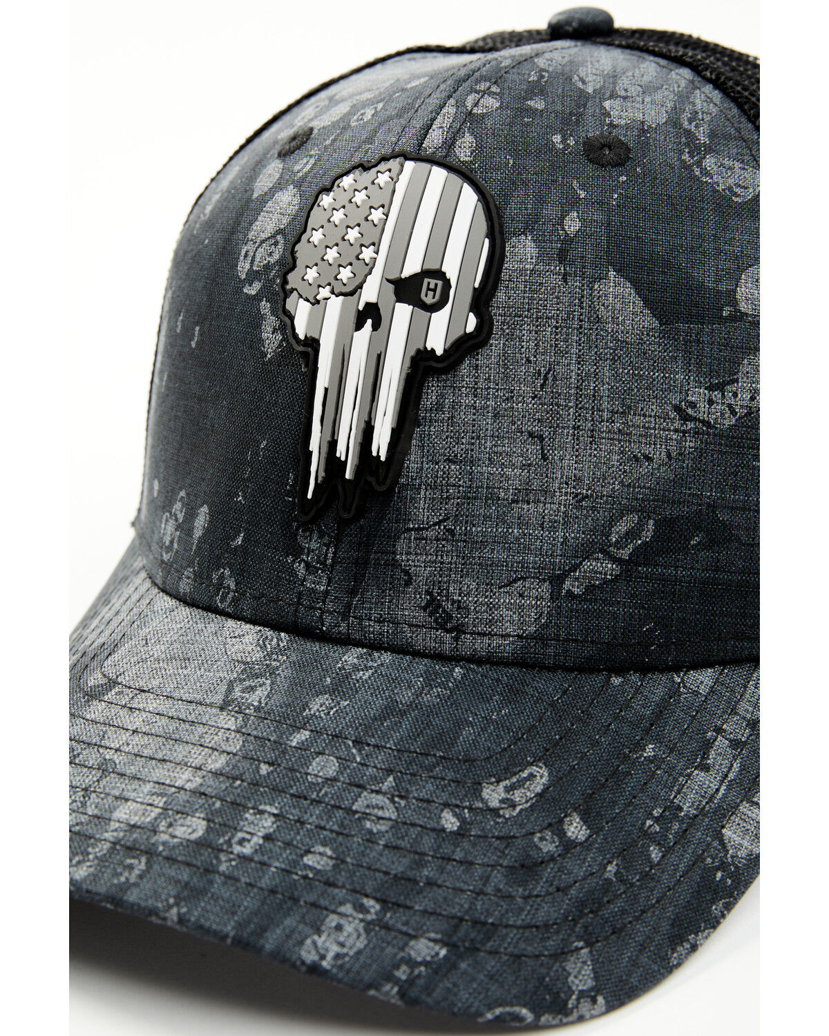 Image #2 - Howitzer Men's Star & Stripe Skull Ball Cap, Heather Grey, hi-res