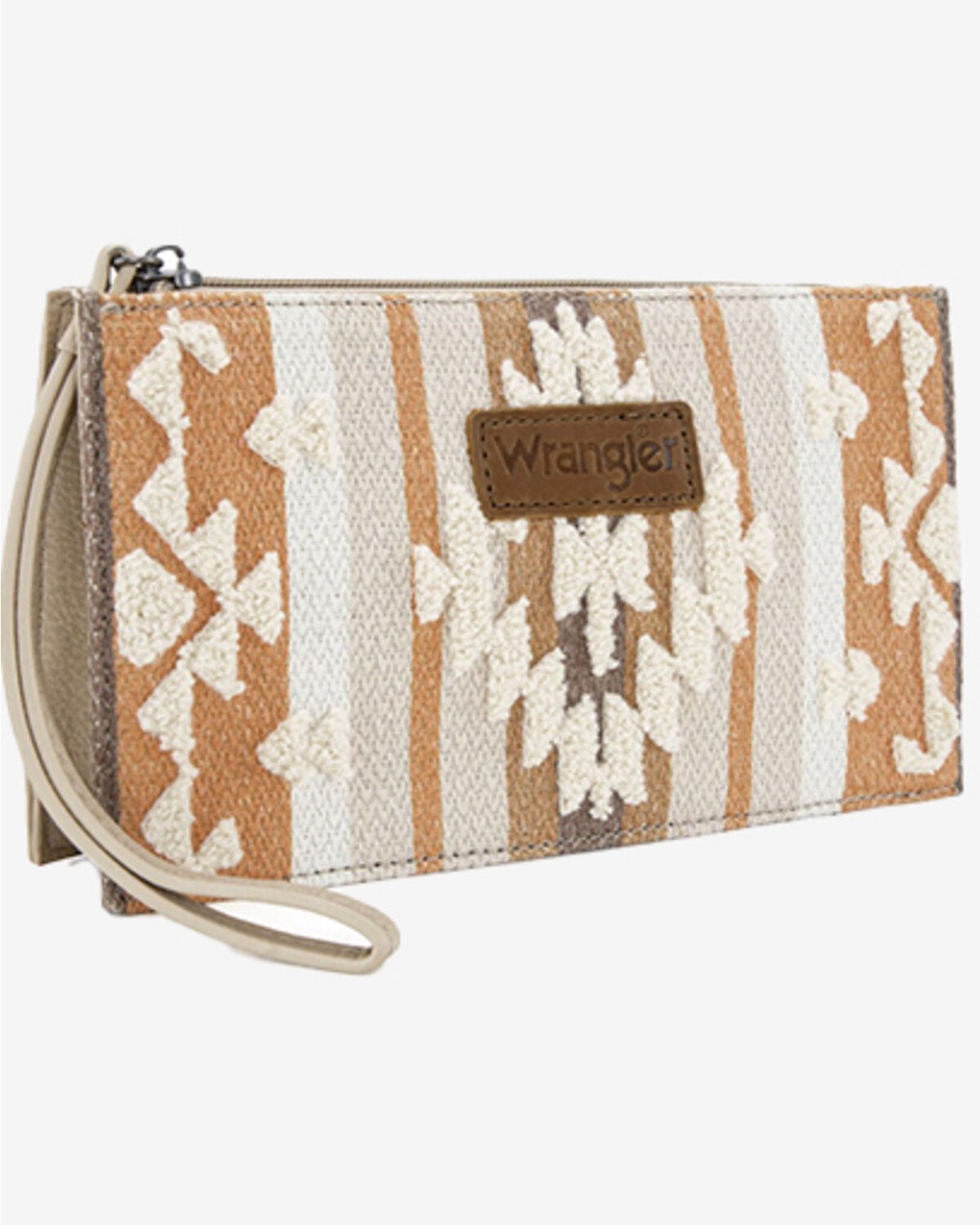Wrangler Women's Sherpa Southwestern Print Canvas Clutch, Tan, hi-res