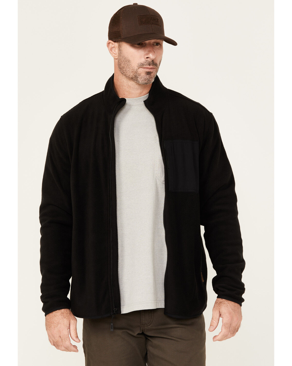Image #1 - Lucky Brand Workwear Men's Solid Polar Fleece Jacket, Black, hi-res