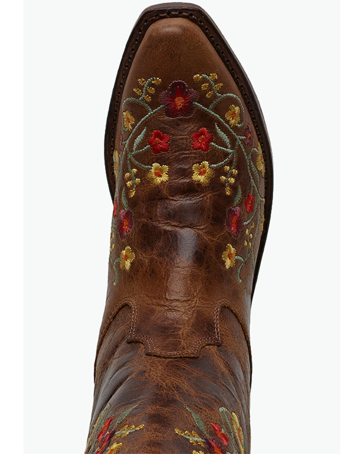 Image #6 - Old West Girls' Floral Western Boots - Snip Toe, Tan, hi-res