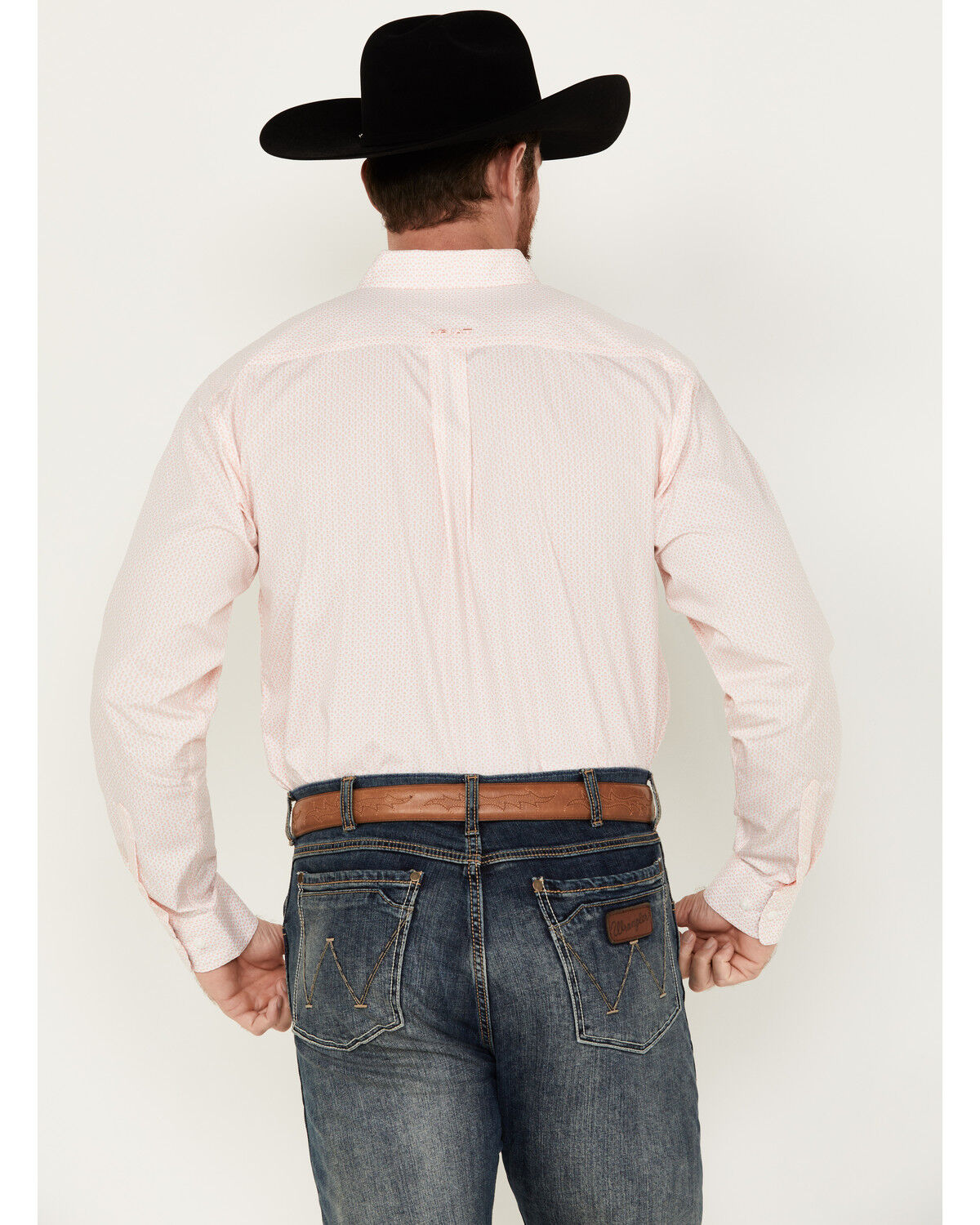 Image #4 - Ariat Men's Wrinkle Free Shilah Geo Print Long Sleeve Button-Down Western Shirt, Peach, hi-res