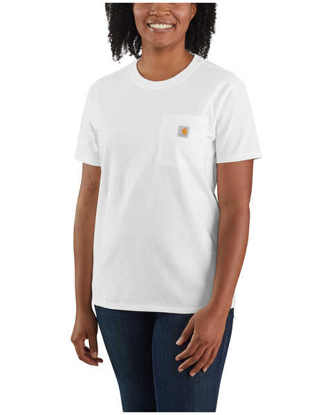 Image #1 - Carhartt Women's Solid Loose-Fit Heavyweight Work T-Shirt , White, hi-res